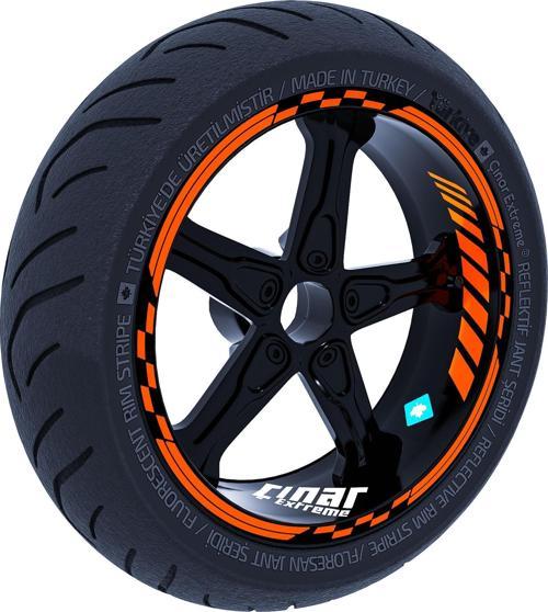 Alev Turuncusu Moto GP İç Dış Jant Şeridi Takım Sticker Çınar Extreme 