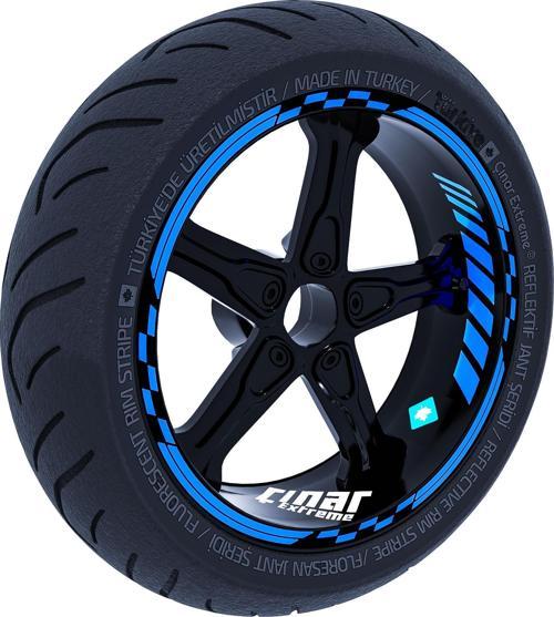 Azur Mavi Moto GP İç Dış Jant Şeridi Takım Sticker Çınar Extreme 