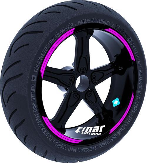 Double Stripe Tasarımlı Gül Pembesi Jant Şeridi Sticker Çınar Extreme 