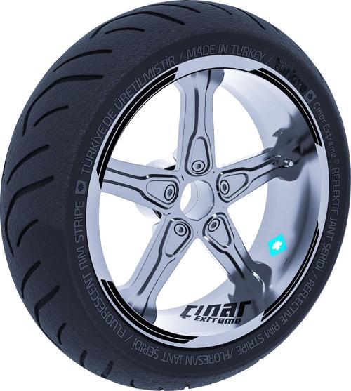 Double Stripe Tasarımlı Jet Siyah Jant Şeridi Sticker Çınar Extreme 