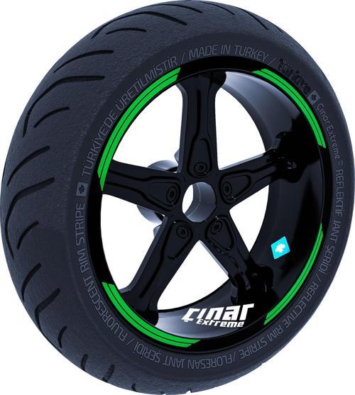 Double Stripe Tasarımlı Orman Yeşili Jant Şeridi Sticker Çınar Extreme 