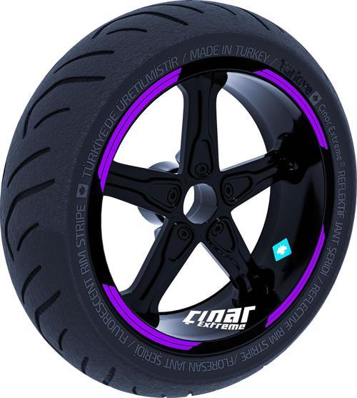 Double Stripe Tasarımlı Patlıcan Moru Jant Şeridi Sticker Çınar Extreme 