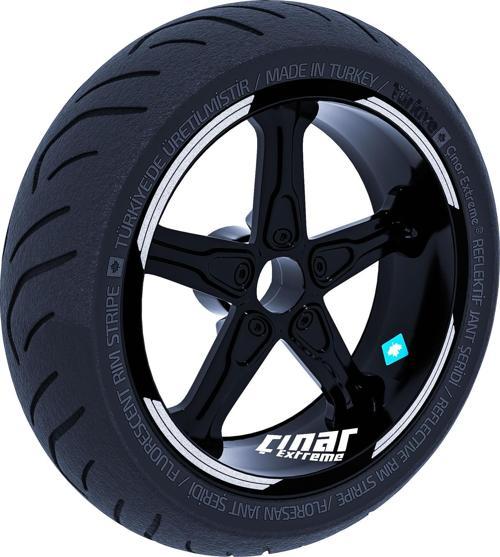 Double Stripe Tasarımlı Reflektif Gri Jant Şeridi Sticker Çınar Extreme 