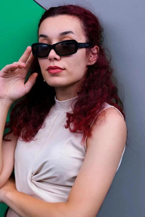 Kadın Siyah Lazer Işlemeli Kemik Polarize Retro Güneş Gözlüğü Cs024 C2