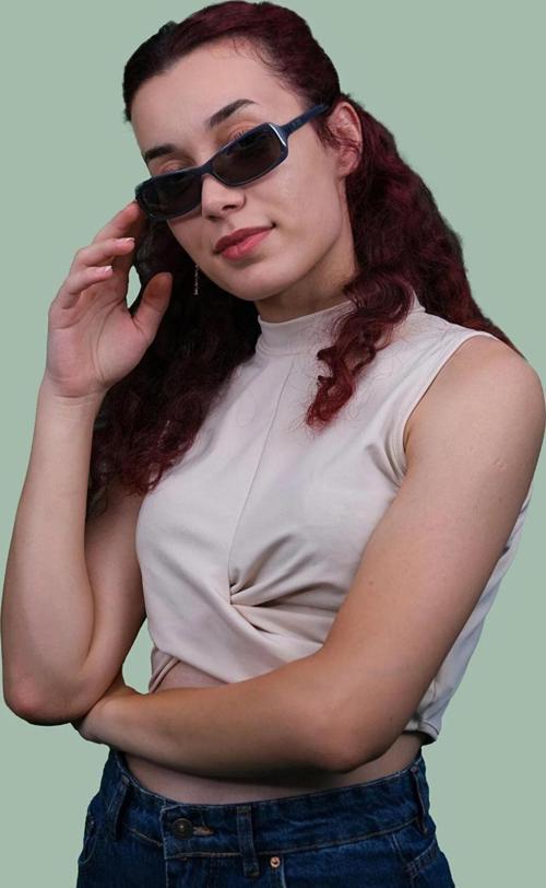 Kadın Turkuaz Kemik Polarize Retro Güneş Gözlüğü Cs046 C3