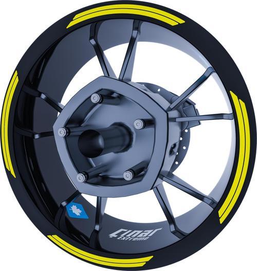 Floresan Sarı Double Stripe Jant Şeridi Sticker Çınar Extreme 