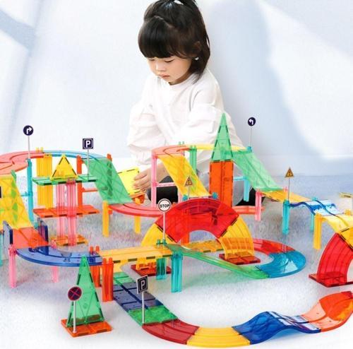 Racing Car 200 Parçalı Premium Manyetik Oyuncak-Bloklar Seti 2 Adet Araba | Steam, Eğitici Bloklar