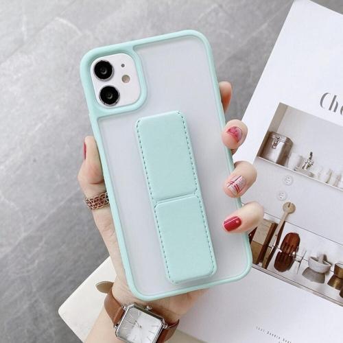 Iphone 11 Pro Max Ile Uyumlu Kılıf Buzlu Şeffaf Standlı Yanları Silikon Clesta Turkuaz