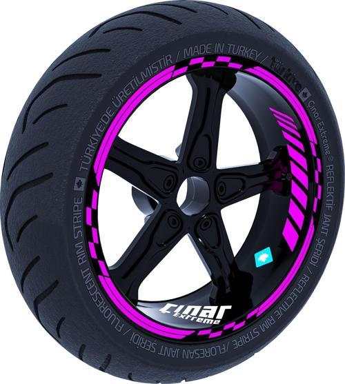 Gül Pembesi Moto GP İç Dış Jant Şeridi Takım Sticker Çınar Extreme 