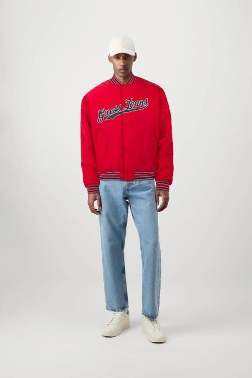 Jeans GJ BOMBER WITH PATCH Erkek Kırmızı Mont M4BL24WG932-G585