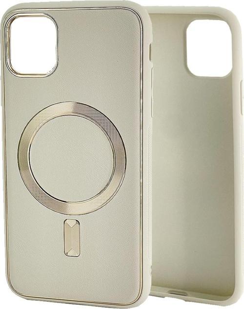 Iphone 11 Pro Max Ile Uyumlu Kılıf Mysterious Suni Deri Özellikli Magsefe Ile Uyumlu Kapak Krem