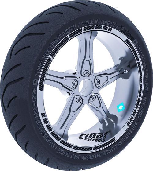 Karbon Fiber Dokulu Moto GP Stili Jant Şeridi Sticker Çınar Extreme 