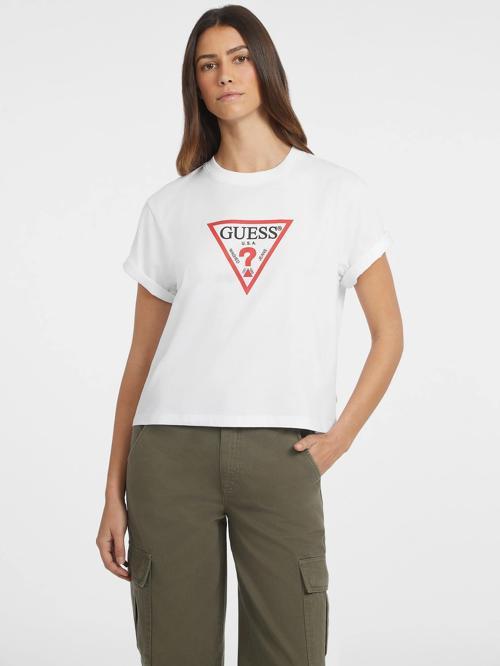 Jeans GJ SS CN BOXY ICONIC Kadın Beyaz T-shirt W4YI73K8HM0-G011