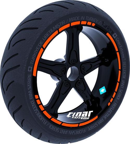 Moto GP Stili Alev Turuncusu Jant Şeridi Sticker Çınar Extreme 