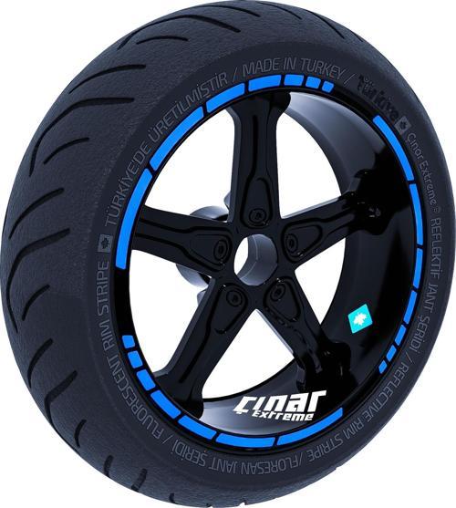 Moto GP Stili Azur Mavi Jant Şeridi Sticker Çınar Extreme 
