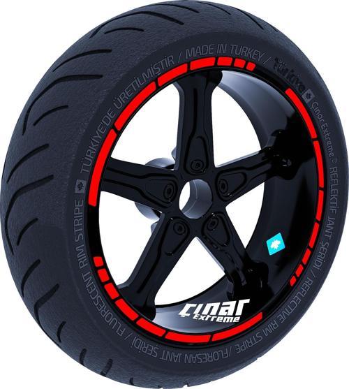 Moto GP Stili Bayrak Kırmızı Jant Şeridi Sticker Çınar Extreme 