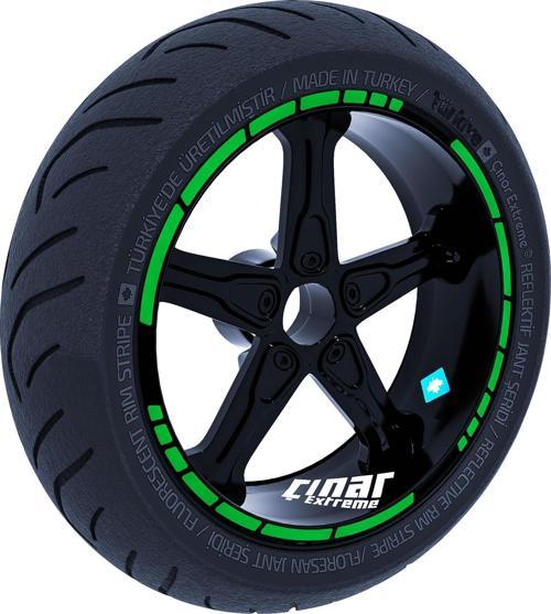 Moto GP Stili Orman Yeşili Jant Şeridi Sticker Çınar Extreme 