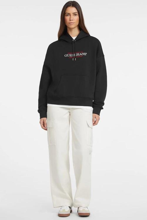 Jeans GJ HOOD OS AMERICAN Kadın Siyah Sweatshirt W4YQ15KC811-JBLK