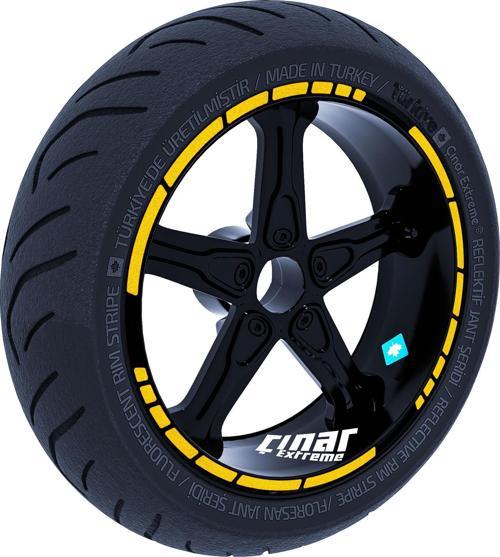 Moto GP Stili Reflektif Sarı Jant Şeridi Sticker Çınar Extreme 