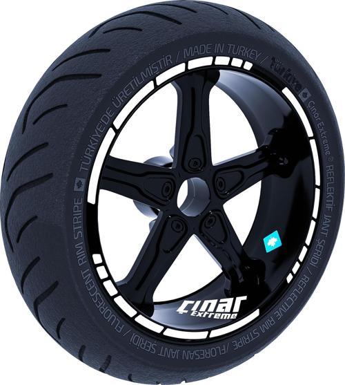 Moto GP Stili Süt Beyaz Jant Şeridi Sticker Çınar Extreme 
