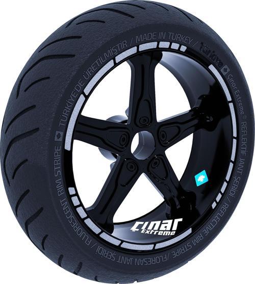 Moto GP Stili Yaldızlı Gümüş Jant Şeridi Sticker Çınar Extreme 