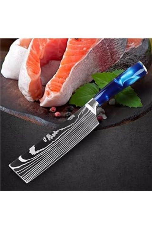 Japon Nakiri Şef Bıçağı (Mavi Reçine Saplı)