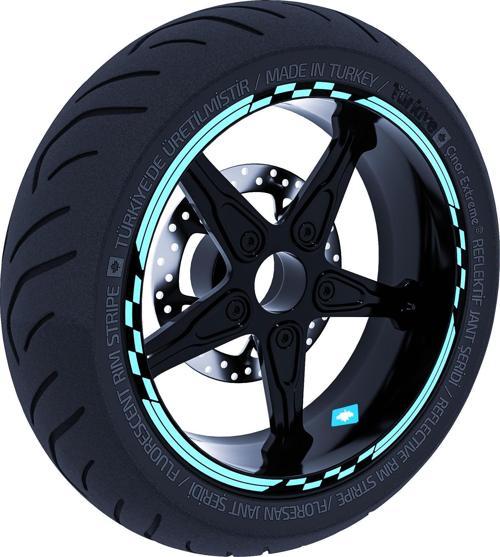 Moto GP Yarış Bayraklı Nane Yeşili Jant Şeridi Sticker Çınar Extreme 