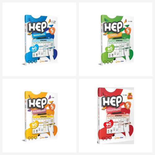 Hiper Zeka 5. Sınıf HEP Serisi Tüm Dersler Haftalık Deneme Föyleri Seti 4 Kitap Hiper Zeka Yayınları
