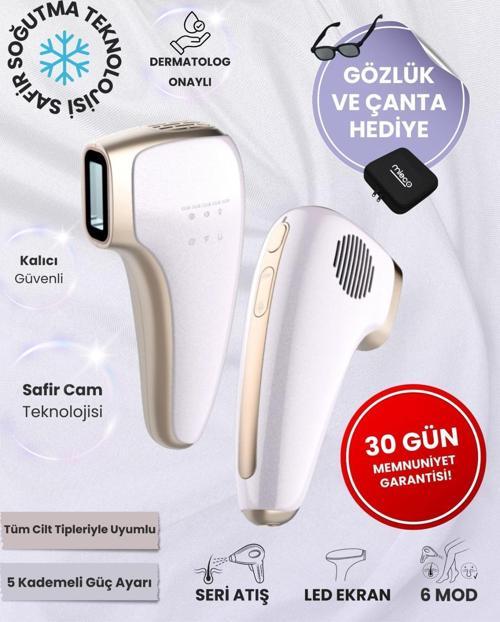 Safir Soğutma Özellikli ipl Lazer Epilasyon Aleti (Safir Cam)- Lila + Gözlük ve Çanta Hediyeli