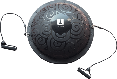 Siyah Bosu Ball Yarı Pilates Denge Topu 60 cm – Direnç Lastikli & Pompa Hediyeli, Ev ve Spor Salonu Egzersiz Aleti