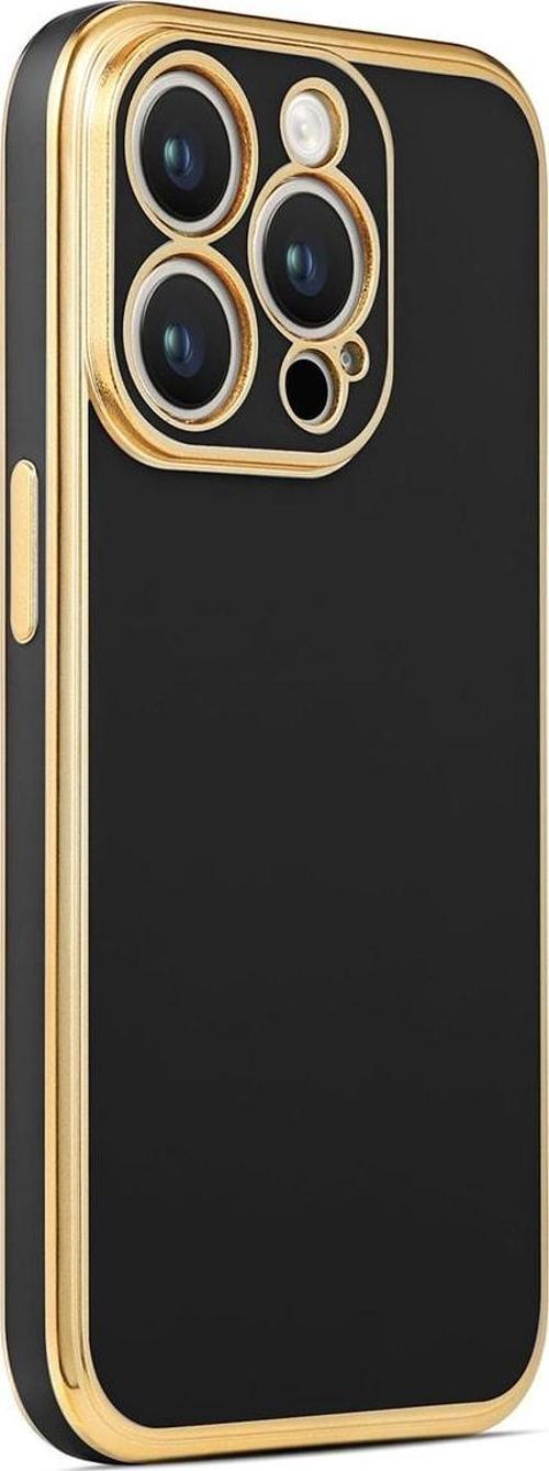 Iphone 14 Pro Max Ile Uyumlu Kılıf Gold Kenar Pastel Renkli Halcyon Z-bark Kapak Siyah