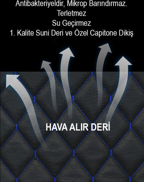 Volkswagen Bora İle Uyumlu 2Li Koltuk Minderi Terletmez Deri Siyahmavi