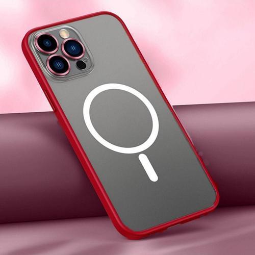 Iphone 13 Pro Max Ile Uyumlu Şeffaf Renkli Transparan Chatoyant Magsafe Uyumlu Kılıf Kırmızı