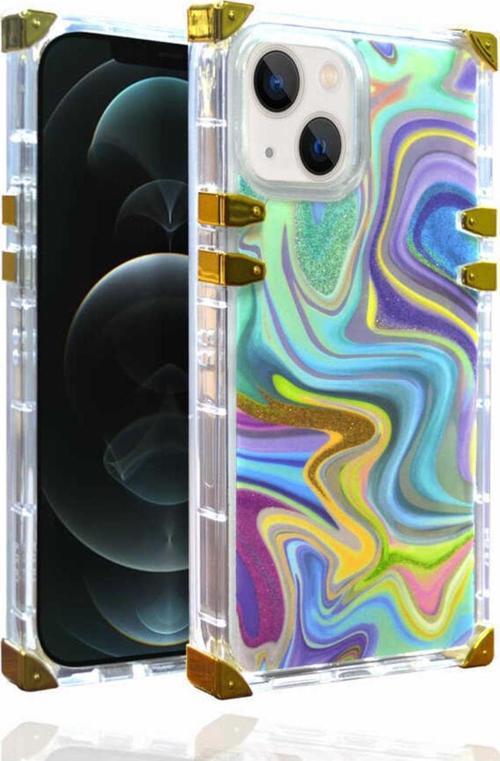 Iphone 13 Ile Uyumlu Kılıf Desenli Ebruli Dalga Desenli Mesmerizing Kılıf Mavi