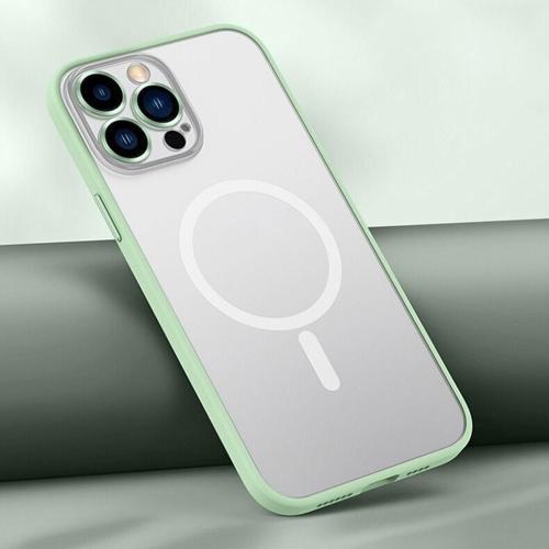 Iphone 13 Pro Max Ile Uyumlu Şeffaf Renkli Transparan Chatoyant Magsafe Uyumlu Kılıf Yeşil