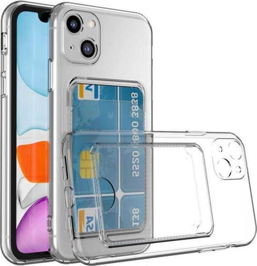 Iphone 14 Ile Uyumlu Dikişli Kartlıklı Serta Silikon Kılıf Şeffaf