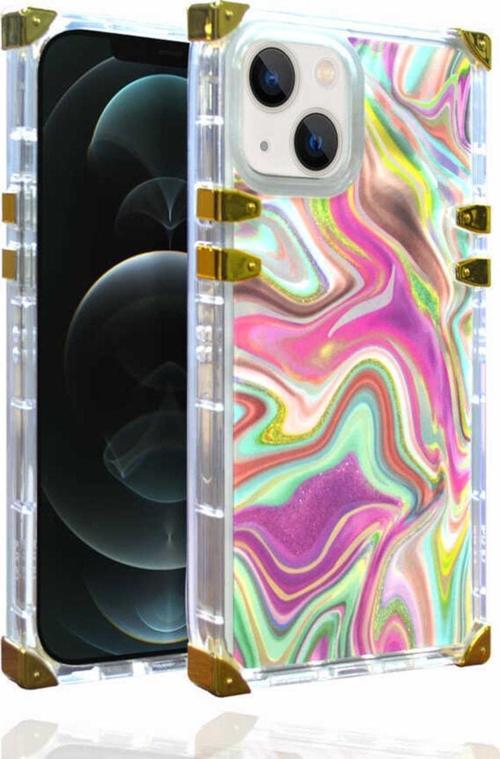 Iphone 13 Ile Uyumlu Kılıf Desenli Ebruli Dalga Desenli Mesmerizing Kılıf Pembe Koyu