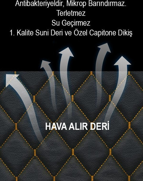 Peugeot 406 Kumaş İle Uyumlu 2Li Deri Kaplama Koltuk Minderi Siyah Sarı