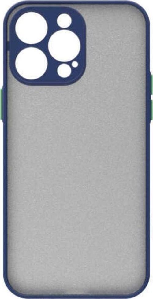 Iphone 14 Pro Max Ile Uyumlu Kılıf Lastik Desen Kenar Kamera Korumalı Arkası Şeffaf Halx Lacivert