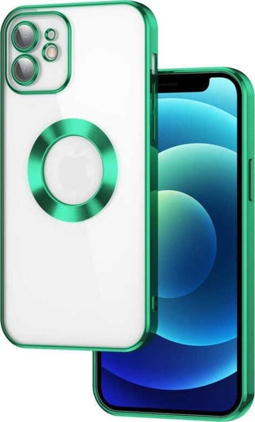 Iphone 13 Ile Uyumlu Kılıf Kamera Korumalı Logo Gösteren Colored Z-omega Kapak Yeşil