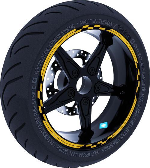 Moto GP Yarış Bayraklı Yaldızlı Gold Jant Şeridi Sticker Çınar Extreme 