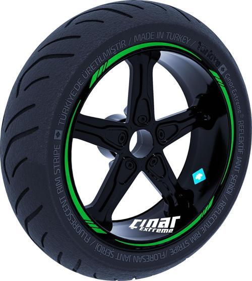 Orman Yeşili 4 Parçalı Keskin Jant Şeridi Sticker Çınar Extreme 