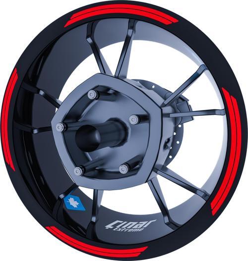 Reflektif Kırmızı Double Stripe Jant Şeridi Sticker Çınar Extreme 