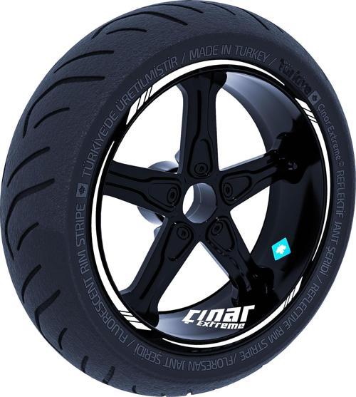Süt Beyaz 4 Parçalı Keskin Jant Şeridi Sticker Çınar Extreme 
