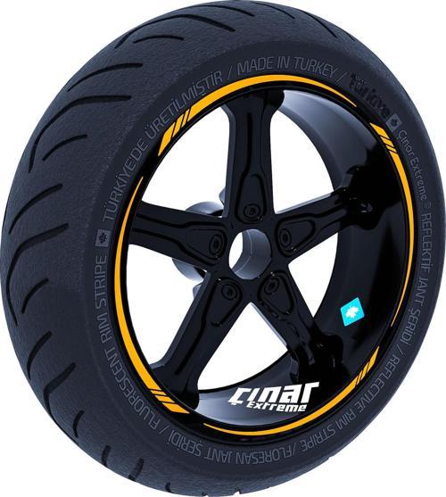 Taksi Sarısı 4 Parçalı Keskin Jant Şeridi Sticker Çınar Extreme 