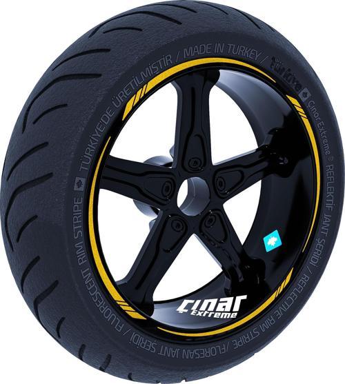 Yaldızlı Gold 4 Parçalı Keskin Jant Şeridi Sticker Çınar Extreme 