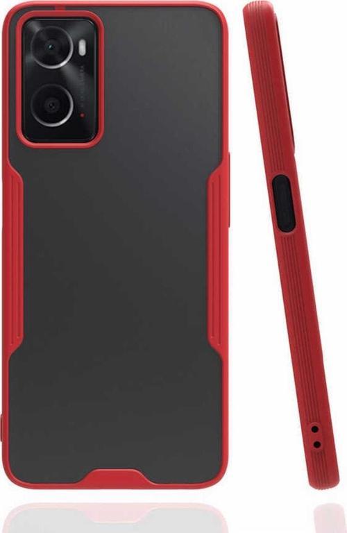 Oppo A76 Ile Uyumlu Kılıf Renkli Kenar Perfe Tpu Silikon Kırmızı