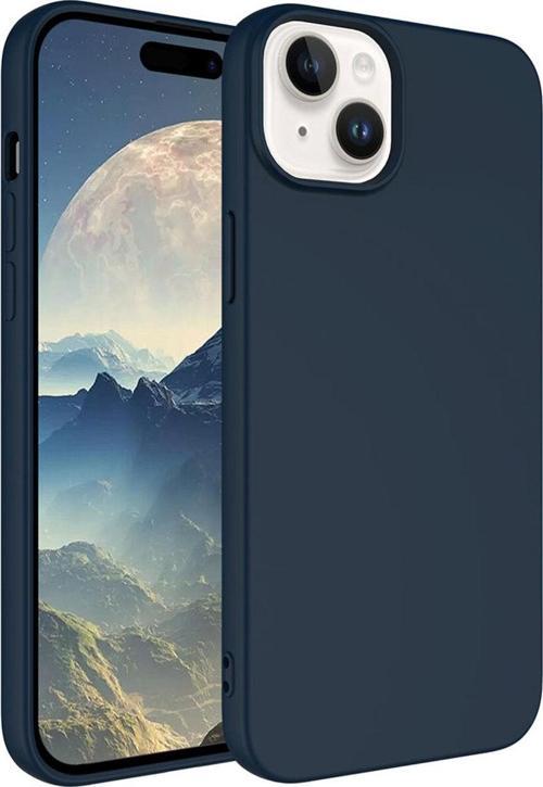iPhone 15 ile Uyumlu Kılıf Kadife Iç Yüzey Silikon Z-Mara Lansman Vieri Kılıf Lacivert