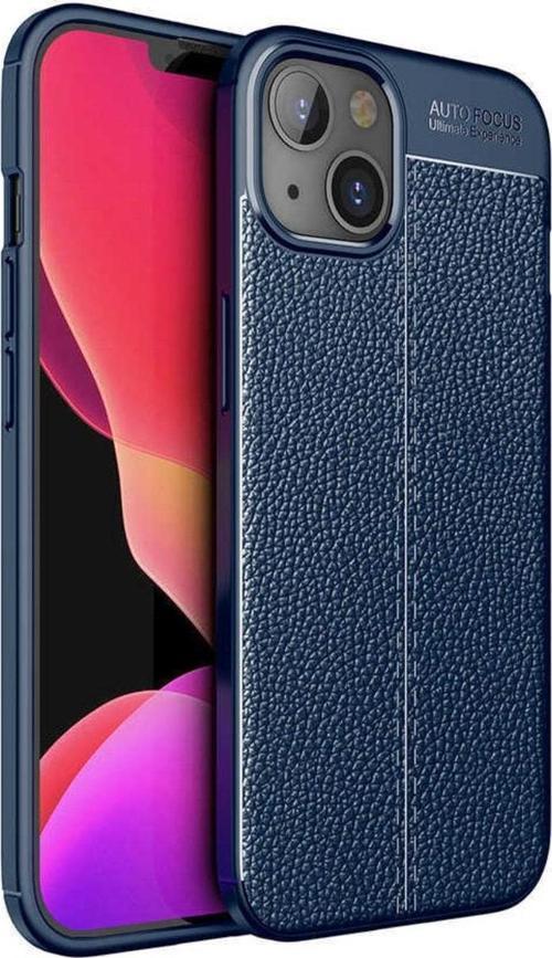 Iphone 14 Ile Uyumlu Kılıf Niss Silikon Deri Görünümlü Lacivert