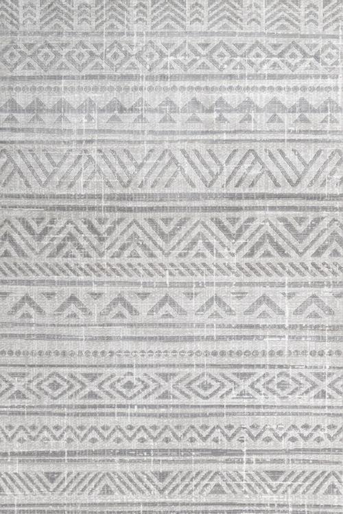 Gri Geometrik Etnik Modern Desenli Pamuk Makinada Yıkanabilir Hav Toz Vermez Leke Tutmayan Kaymaz Taban Dijital Makine Baskı Salon Yolluk Mutfak Halı